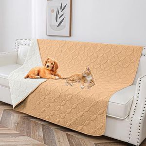 Tuffeel Waterdichte hondenbedhoes huisdierdeken voor meubels Bed Couch Sofa Omkeerbaar (zand+beige, 68x82 inch)