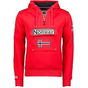Geographical Norway Gymclass voor heren, herenhoody met kangoeroezak en rits, sweatshirt met logo en capuchon, warm, lange mouwen, herentruien voor lente, zomer, herfst en winter, Rood, M