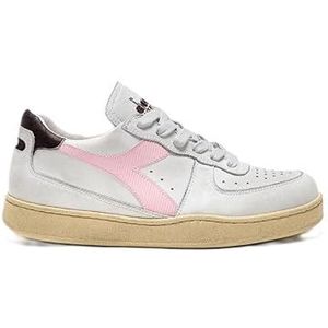 Diadora Heritage Mi Basket Low Used Sneaker Dames Wit/Roze Parfait, Wit, 38 EU