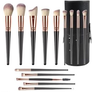 Multifunctionele Make-upborstel Make-upkwastenset 14-delige Oog- En Gezichtsmake-upkwasten Met Synthetische Haren Oogmake-up Kwasten voor Dames(Black+Brush Bucket)