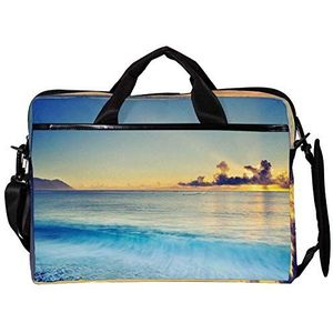 EZIOLY Sea Coast 14 Inch15 Inch Laptop Schouder Messenger Bag Crossbody Aktetas Messenger Sleeve voor 13 Inch tot 14 ""Laptop, Meerkleurig, 11*15in