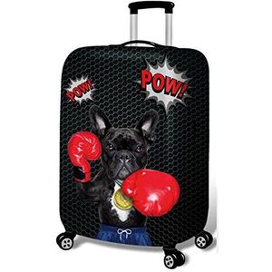 YEKEYI Wasbare Reizen Bagage Cover Grappige Cartoon 3D Denim Dieren Koffer Protector 45-90 cm, Boksen Hond, S (Suitable for 18""-20"" luggage)