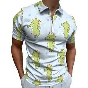 Leuke Seahorse Half Zip-up Polo Shirts Voor Mannen Slim Fit Korte Mouw T-shirt Sneldrogende Golf Tops Tees 3XL