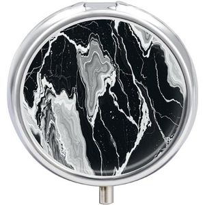 Marmeren Textuur Pillendoos Case 3 Compartiment Travel Medicine Pill Organizer 3x A Day Draagbare Vitamine Organizer met Spiegel Kleine Pillendoos voor Portemonnee & Pocket Leuke Dagelijkse