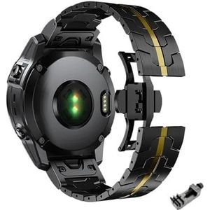 26 22mm Quick fit roestvrijstalen band for Garmin Fenix ​​8/7/7X/7XPro/6/6X/6XPro/5XPlus metalen release horlogeband(Black gold,26mm For Fenix 7X 6X 5X)