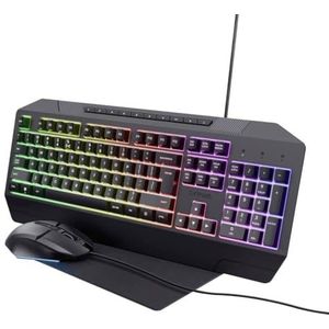 Trust GXT791 Bedraad gaming-toetsenbord, muisset, verlicht Duits, QWERTZ, zwart