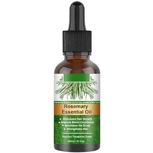 Jatour Etherische oliën haargroei, 30 ml rozemarijnolie haargroei, niet-vette, verfrissenetherische rozemarijnolie voor haaruitval en beschadigd haar, haarolie voor verbeter
