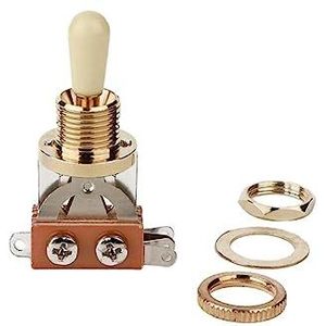 Boston Toggle Switch, 3-weg schakelaar, open, goud, ivoor knop