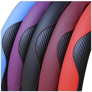 2 Stuks Auto Stuurhoes voor Abarth 500 500C 595 595C 695, Koolstofvezel Stuur Gesegmenteerde Stuurhoezen Duurzame Auto-interieur Protector Accessoires, C-Red