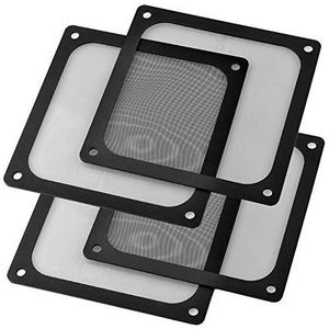 S SIENOC 4 x 120mm Stoffilter Voor Computerkoelventilator, Magnetisch Frame PC-Ventilator Stofgaas PC-Koelfilter PVC Stofdichte Hoes Computer Ventilatieroosters (120mm,4 Stuks,Zwart)