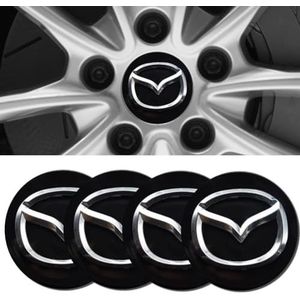 4 stuks auto naafdoppen sticker voor Mazda CX-5 CX-7 CX-8 M6 MX5 RX7 RX8 A8 CX9 X MX 56mm wielnaafafdekking sticker badge logo naafdop velgdoppen waterdicht stof accessoires black