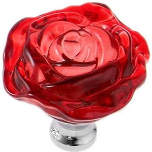 Kristallen grote deurknop, kristallen knoppen, 1 stuk rode roos vorm kristalglas kastknop kast lade trekgreep/geweldig for kast-, keuken- en badkamerkasten, luiken, enz. (Color : Red, Size : 10pcs)