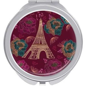 Eiffeltoren Parijs compacte spiegel ronde zak make-up spiegel dubbelzijdige vergroting opvouwbare draagbare handspiegel