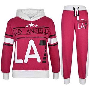 A2Z 4 Kids® Kinderen Meisjes Trainingspak Los Angeles - T.S LA7 Black & Neon Pink 13