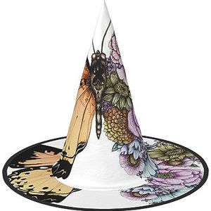 ASEELO Heksenhoed vlinder gemaakt van bloemen Halloween heksen hoed voor Halloween kostuum carnaval accessoire