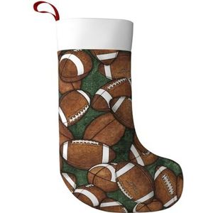 OAZCVBNN Voetbal Groene Print 17.7 inch Kerst Kous Vakantie Open haard Gepersonaliseerde Familie Xmas Decor Sok