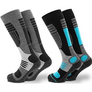 Occulto - Maria - Skisokken - Turkoois-Wit - Pak van 2