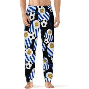 Love Uruguay Voetbal Mannen Pyjama Broek Zachte Lange Pjs Bottoms Elastische Nachtkleding Broek 4XL