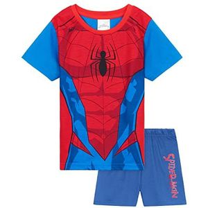 Marvel Pyjama voor kinderen, jongens, pyjamasets voor jongens, superhelden, Spiderman Avengers Captain America Hulk, Pyjashort jongens, maten 2-14 jaar, Blauw/Rood Spiderman, 4-5 Jaren