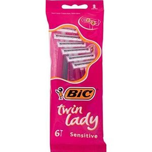 10 x damesmesjes BIC TWIN LADY SENSITIVE met 6 stuks - [60 mes]