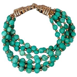 Armbanden 6 rijen gefacetteerde muntvorm groene turquoise armband sluiting 8,5"" etnische stijl for vrouwen (Color : Turquoise)