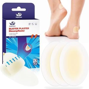 AnjoCare Blarenpleister voor Voeten, 12 stuks Onzichtbare Hydrocolloïde Gel Blarenpleisters, Waterdichte Blarenpleisters voor Tenen, Voorkomen en genezen van hielblaren