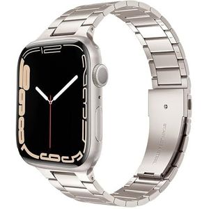 By Qubix - Stalen schakelband - Starlight/Sterrenlicht - Compatible met Apple watch 38mm / 40mm / 41mm - Compatible Apple watch bandjes