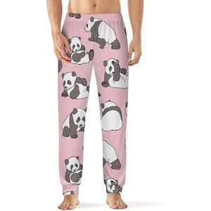 Panda Roze Patroon Mannen Pyjama Broek Zachte Lounge Bottoms Met Pocket Slaap Broek Loungewear