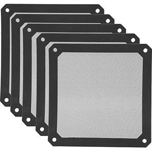 5 stuks koeler ventilatorfilter, 120 x 120 x 1,7 mm PVC magnetische computerventilator gaasframe stoffilter, stofdicht pc-koeler ventilatorafdekking roosters, zwart