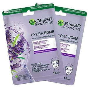 Garnier SkinActive Hydra Bomb gezichtsmasker van zeer vochtinbrengende stof, ontspanningseffect, veganistische formule met lavendel en hyaluronzuur met ontspannende werking voor beschadigde huid, 2