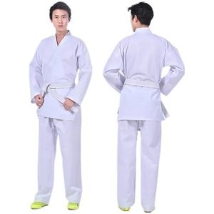 UBOHUZ Judo Gi Karate Uniform Volwassen Student Gevechtsport Met Riem Zwart Wit Accesorios voor Mannen, Vrouwen (White, 200)