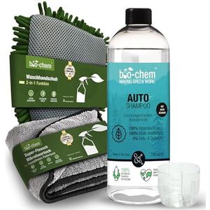 bio-chem Autoshampoo biologisch afbreekbaar – 750 ml incl. 2-in-1 spons & pluizige doek – pH-neutraal concentraat – krachtig tegen vuil, zacht voor de lak – tast de wasverzegeling niet aan