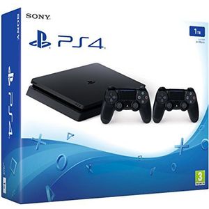 Sony - PlayStation 4 Slim - Zwart - 1 TB - Inclusief 2 Draadloze Controllers