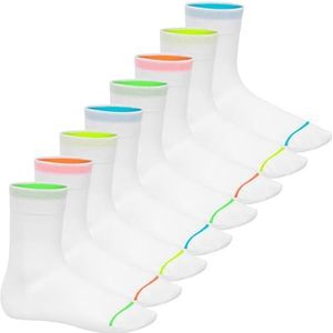 Footstar Katoenen sokken voor heren en dames (8 paar) sokken in neonlook, wit, 43-46 EU
