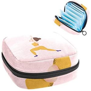 Maandverband Opbergtas,Draagbare maandverband Opbergzak,yoga vrouw, Meerkleurig, 4.7x6.6x6.6 in/12x17x17 cm
