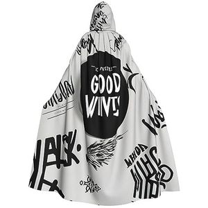 Bxzpzplj Good Vibes Only print mystieke mantel met capuchon voor mannen en vrouwen, Halloween, cosplay en carnaval, 185 cm