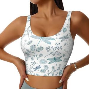 Dragonfly Print Comfortabel Vrouwen Sport Vest Yoga Workout Vest voor Vrouwen Lichtgewicht Zomer, Zwart, S