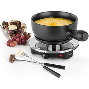 Klarstein Sirloin kaasfondue - fondueset, raclette met fondue, geëmailleerde keramische pot, 1200 watt, thermostaatschakelaar, antislip, zwart