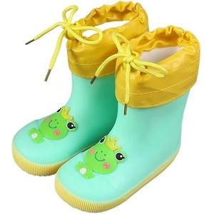 Regenschoenen for jongens en meisjes, regenlaarzen, waterdichte schoenen, antislip regenlaarzen(Color:Green+Velvet,Size:Size 16/16.5CM)