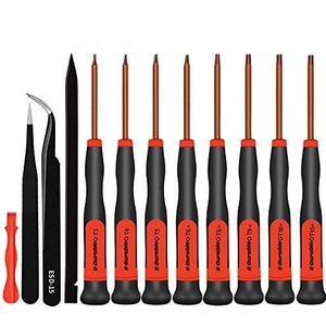 E·Durable - Torx-schroevendraaierset - 12-delig - T3 T4 T5 T6 T8 T9 T10 T15 - Veiligheid Torx-driver met ESD-pincet