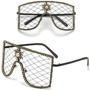 GALSOR Kleurrijke feestbril DIY mesh gepersonaliseerde brillen dames feest bal diamanten decoratie zonnebril (kleur: 4, maat: één maat)