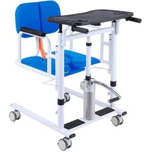 2025 thuispatiëntenlift, multifunctionele rolstoel met gedeelde zitting, toilettransferstoel met kussen, hydraulische lift for ouderen(Blue)