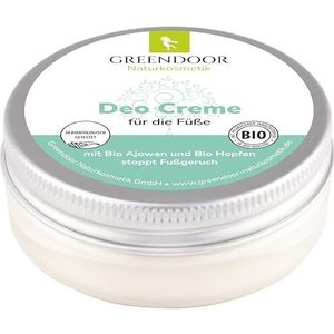 GREENDOOR voetdeodorant 50ml tegen voetengeur, voet deodorant vegan, zonder aluminium, geen voetengeur meer, natuurlijke deodorant crème, natuurlijk zonder dierproeven, biologische cosmetica