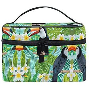 Toucan Vogel Papegaai Bloemen Lente Cosmetische Tas Organizer Rits Make-up Tassen Pouch Toilettas voor Meisje Vrouwen