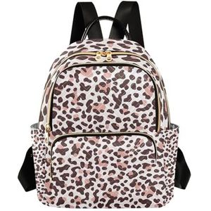 Nexawaveo Campus Rugzak Portemonnee Boekentas Gewatteerde Rugzak voor Vrouwen 13 inch Laptop Rugzak, Modern Luipaard Print Bruinroze, Medium, Rugzak Rugzakken