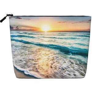 FZGGWYHL Ocean Sunrise Gedrukt Fake Hennep Make-up Bag Dagelijkse Opbergtas, Zwart, Eén maat, Tas Organizer