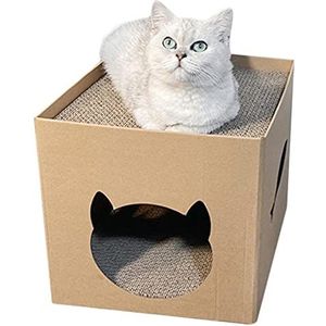 Kattenkrabhuis – kattenhuis met schraper – krabhuis voor katten binnenshuis – krabplank voor katten – krabmat voor kattenhuis – krabspeelgoed voor katten