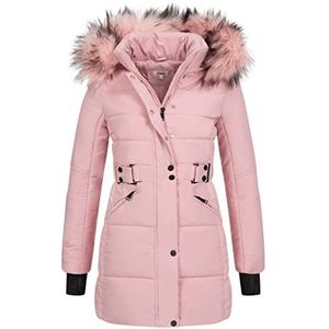 Elara Dames Gewatteerde Winterjas met Imitatiebontkraag Chunkyrayan EL-JA02 Rosa-38 (M)