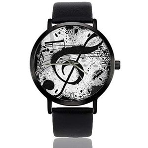 Zwart Wit Muziek Note Vrouwen Polshorloge Ultra Dunne Case Extreem Eenvoudige Analoge Polshorloge Vrouwen Ultra Dunne Horloge Japans Quartz Beweging