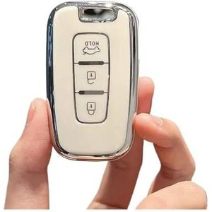 Autosleutelhangerafdekking TPU Autosleutel Beschermhoes Shell Fob Voor Forte Voor Rio 3 K2 K3 K5 Voor Sportage Sleutel Shell(White)